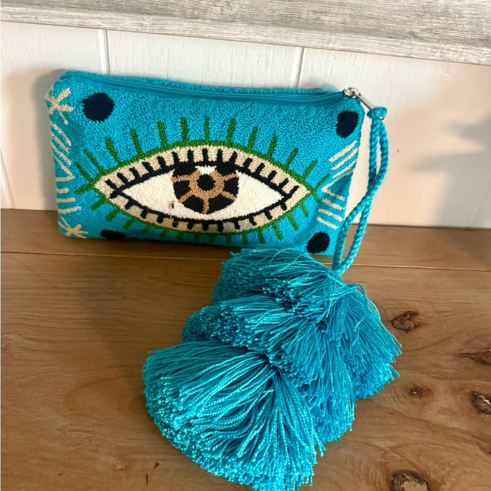 Wayuu Tribe Turquoise Eye Crossbody Bag with Tassels